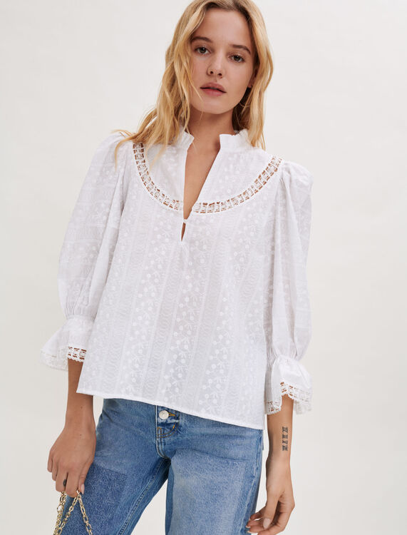 Embroidered cotton blouse - Up to 40% off - MAJE