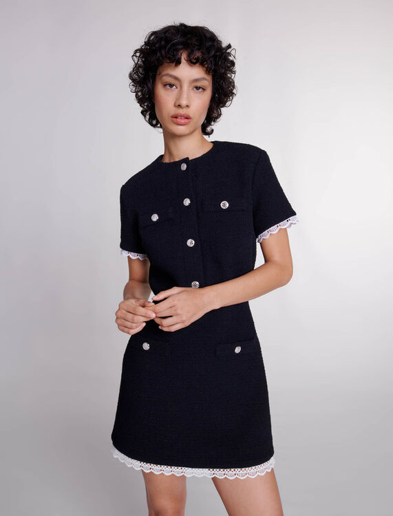 Short tweed dress with trim -  - MAJE