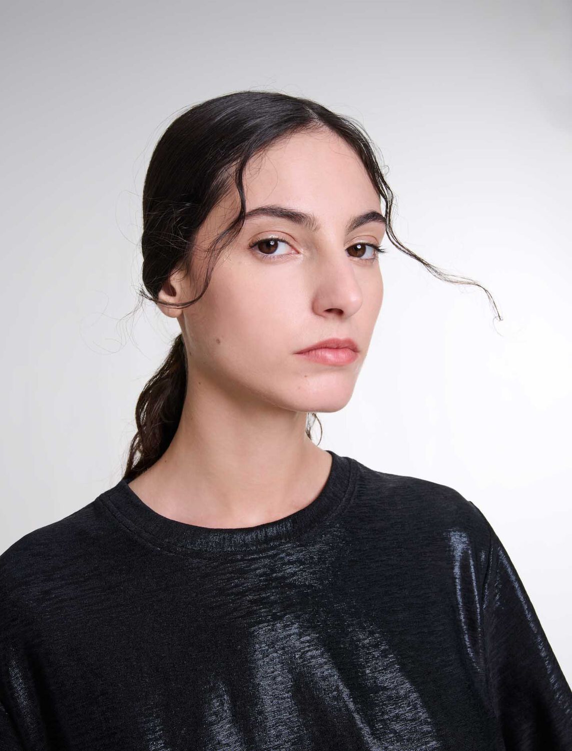 Lamé T-shirt : T-Shirts color Black/Glitter