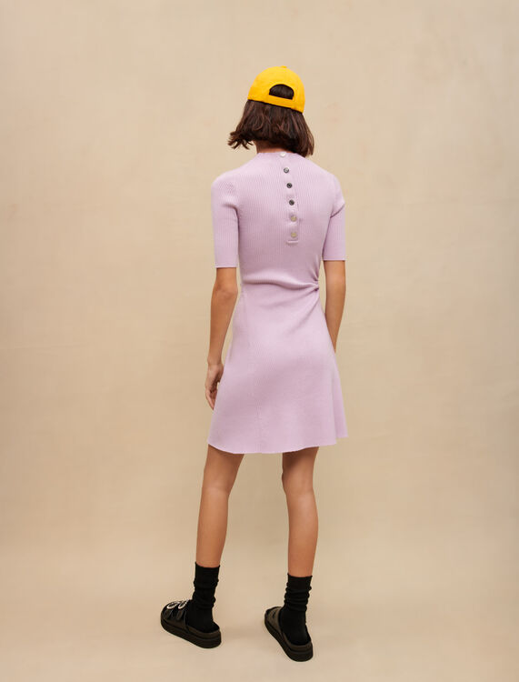 Mauve openwork knit dress - Dresses - MAJE