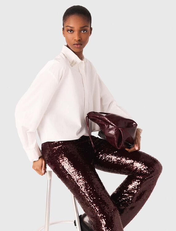 Cropped shirt with jewel detail - Shirts - MAJE