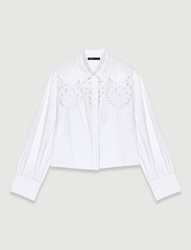 Openwork cotton shirt : Shirts color White