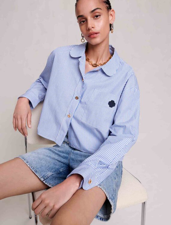 Cropped striped shirt - Shirts - MAJE
