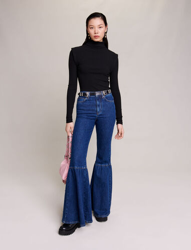 Black mock-neck-necked top : T-Shirts color Black
