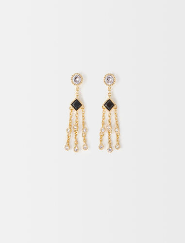 Diamanté-embellished brass earrings : Jewelry color Gold