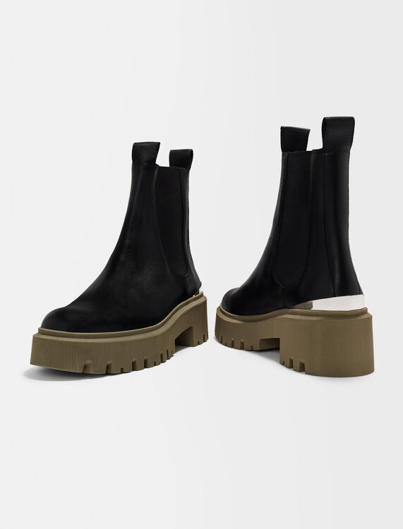Chelsea boots with khaki platform sole - Shoes - MAJE