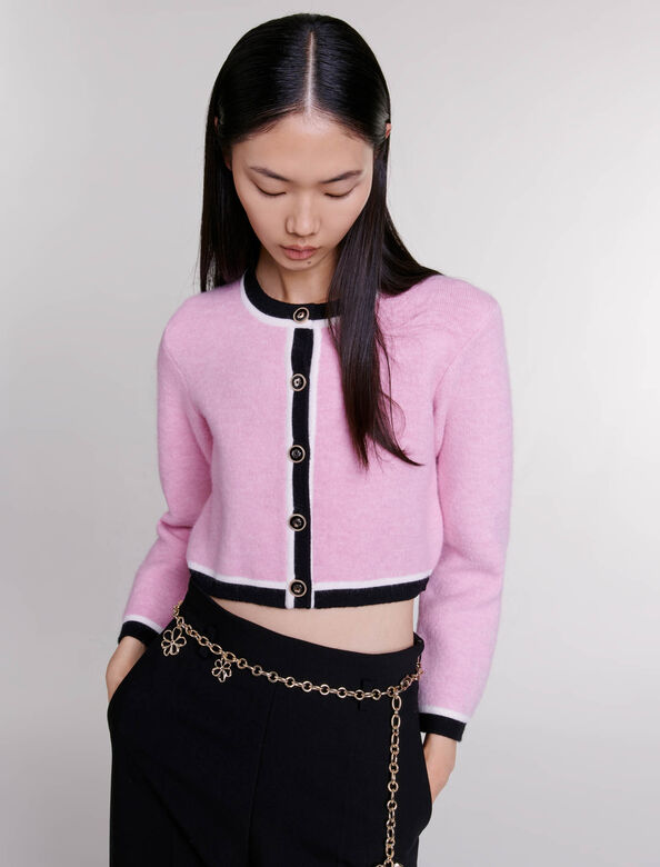 Cropped knit cardigan : Sweaters & Cardigans color pink