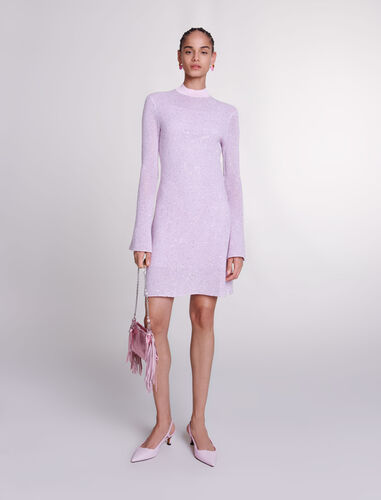 Semi-sheer knit dress : View All color Pink