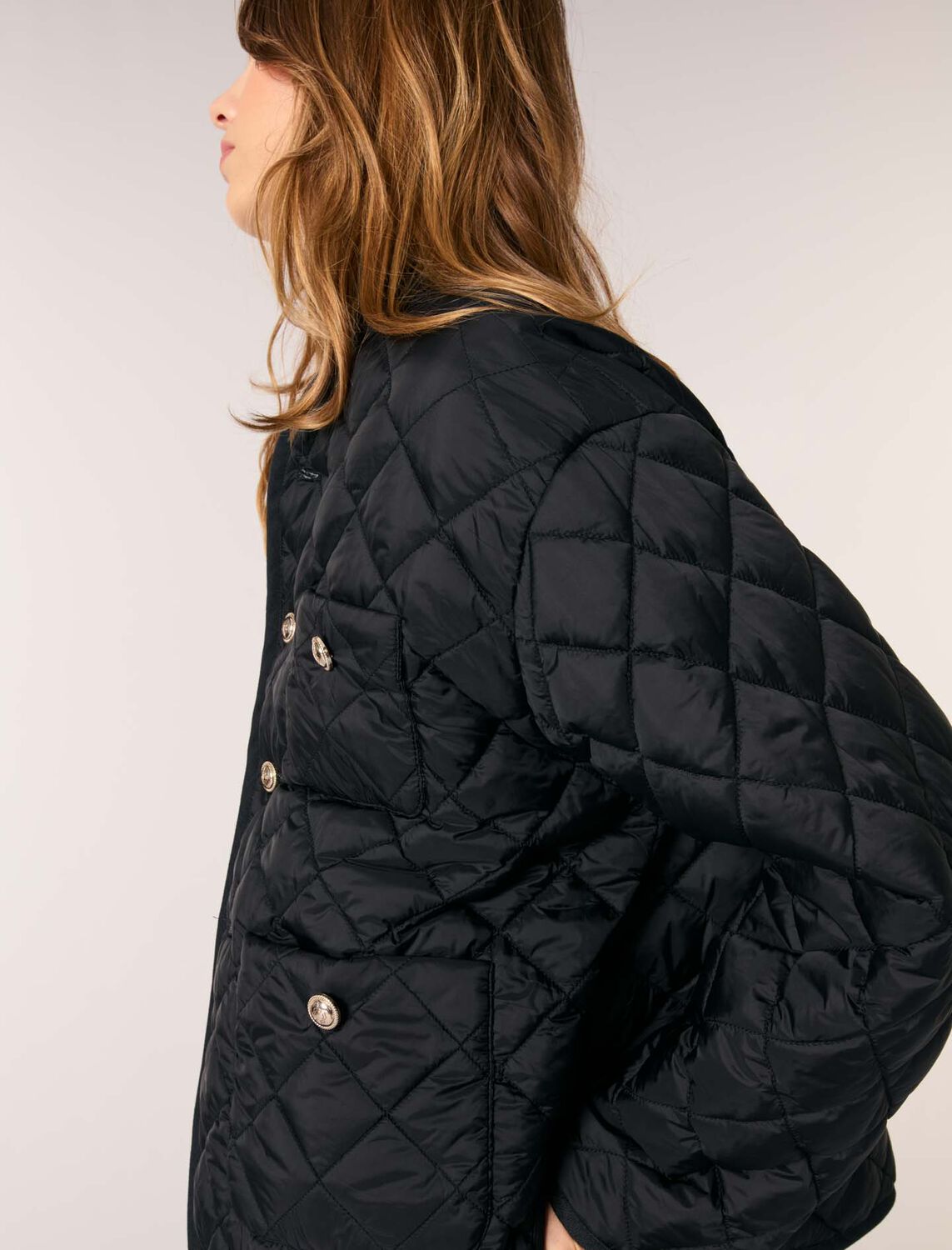 Reversible quilted coat : Coats color Black