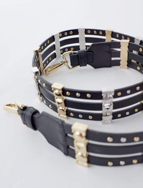 BLACK LEATHER STRAP WITH STUDS - Other accessories - MAJE