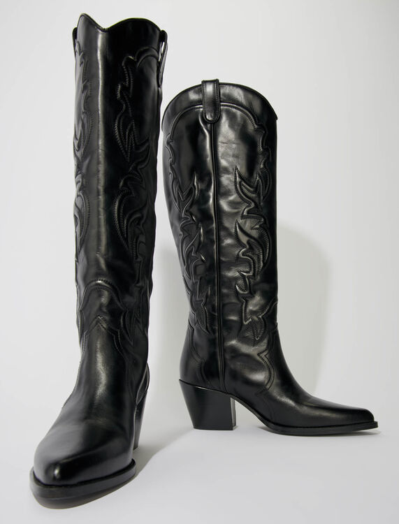 Western leather boots - Booties & Boots - MAJE