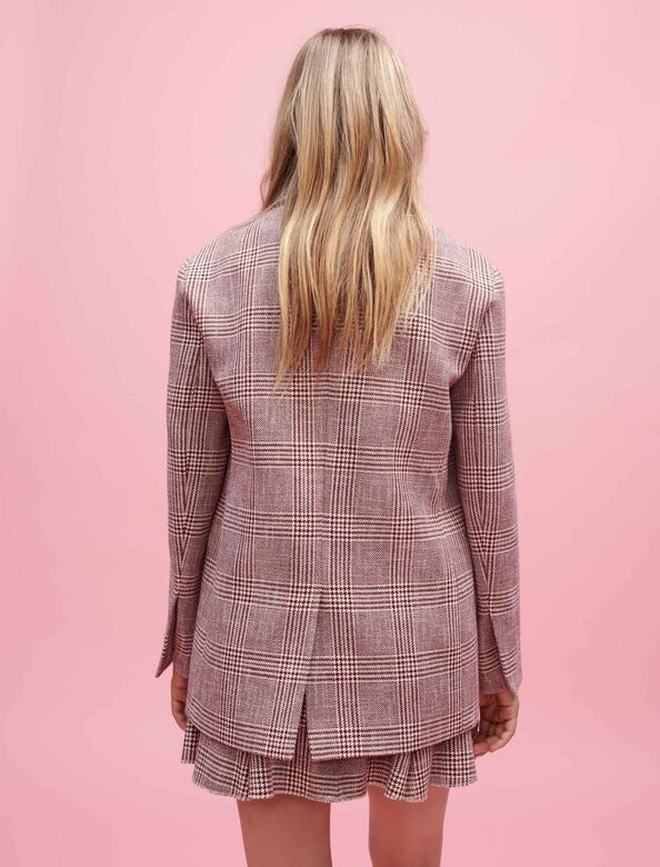 Belted checked suit jacket : T-Shirts color Burgundy