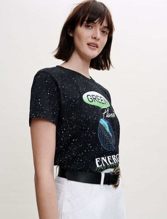 Wide screen-printed T-shirt - Up to 60% off - MAJE