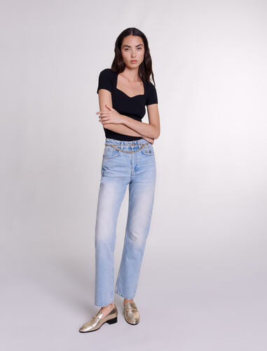 Straight jeans with jewellery belt : E-shop Pre-launch Collection color Blue