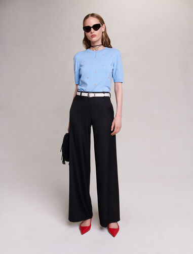 Jumper trimmed with rhinestones : Sweaters & Cardigans color Blue
