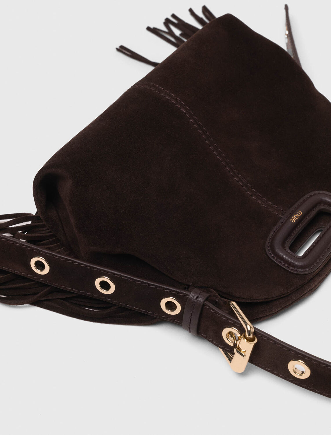 Suede leather Miss M Mini bag : M Bag color Dark brown