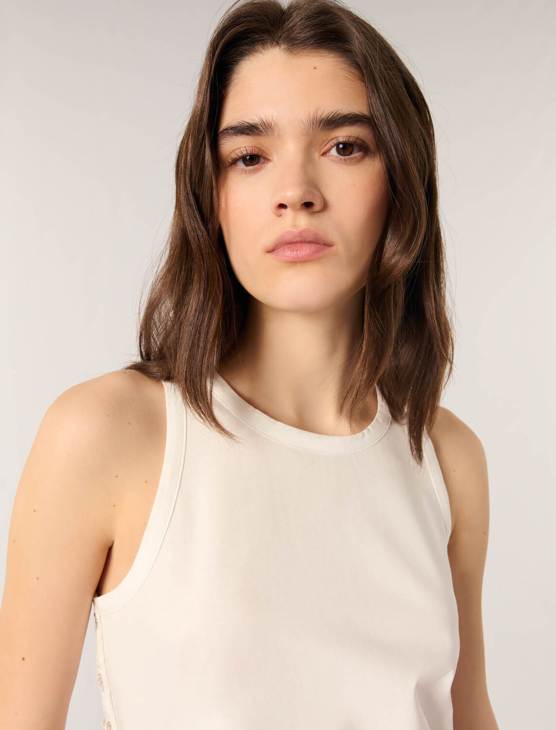 Vest top with crochet back - T-Shirts - MAJE
