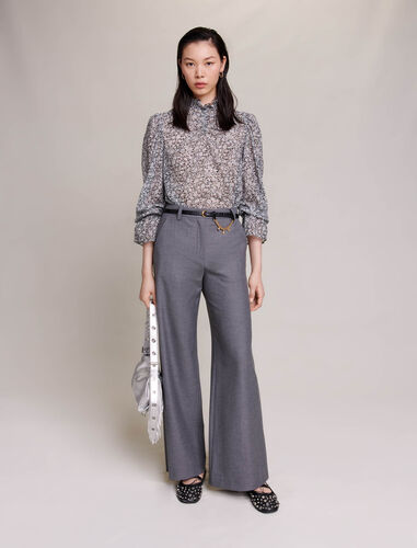 Flower print blouse : Tops color Black / White