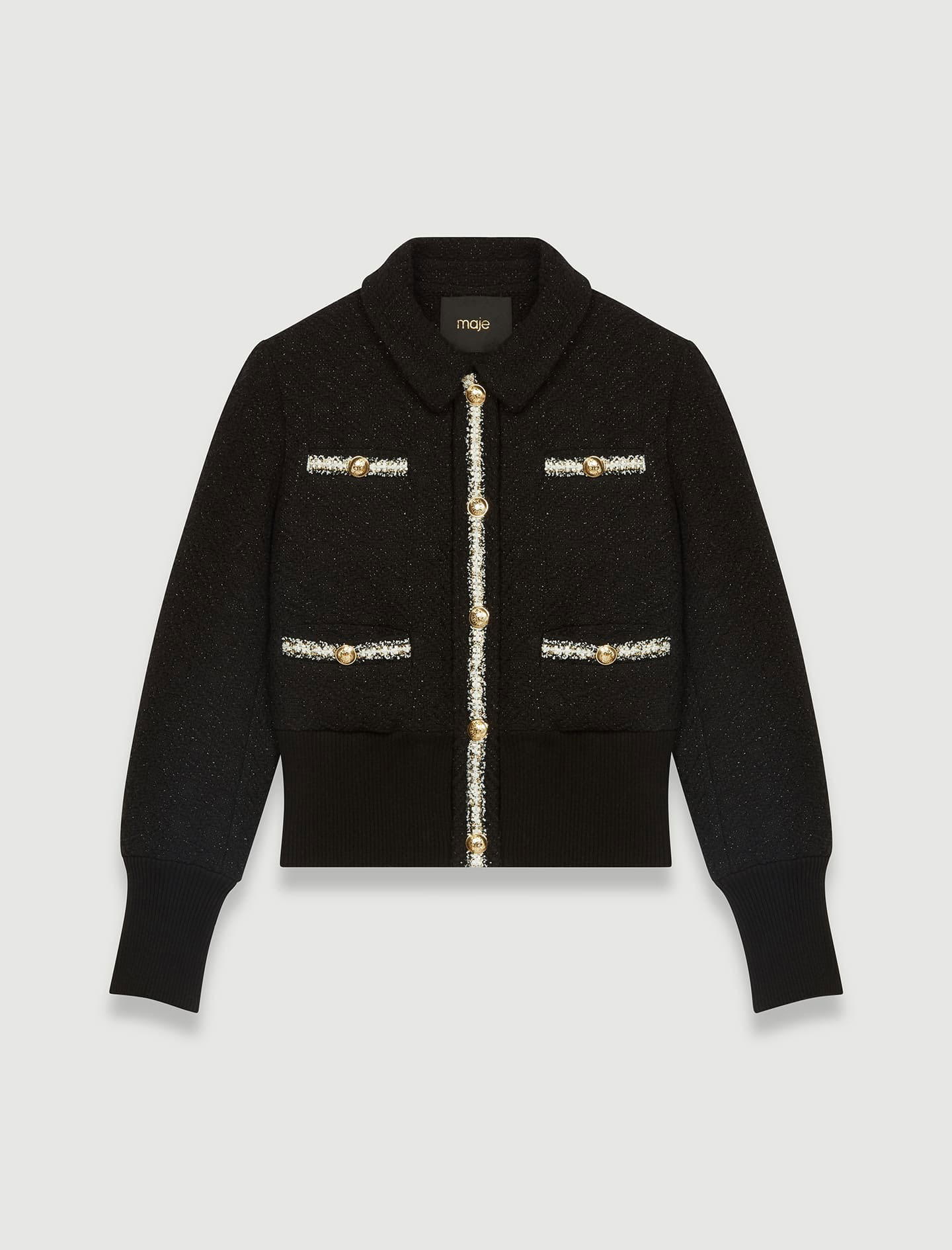 120BLOPPY Contrasting tweed-style jacket - Coats & Jackets - Maje.com