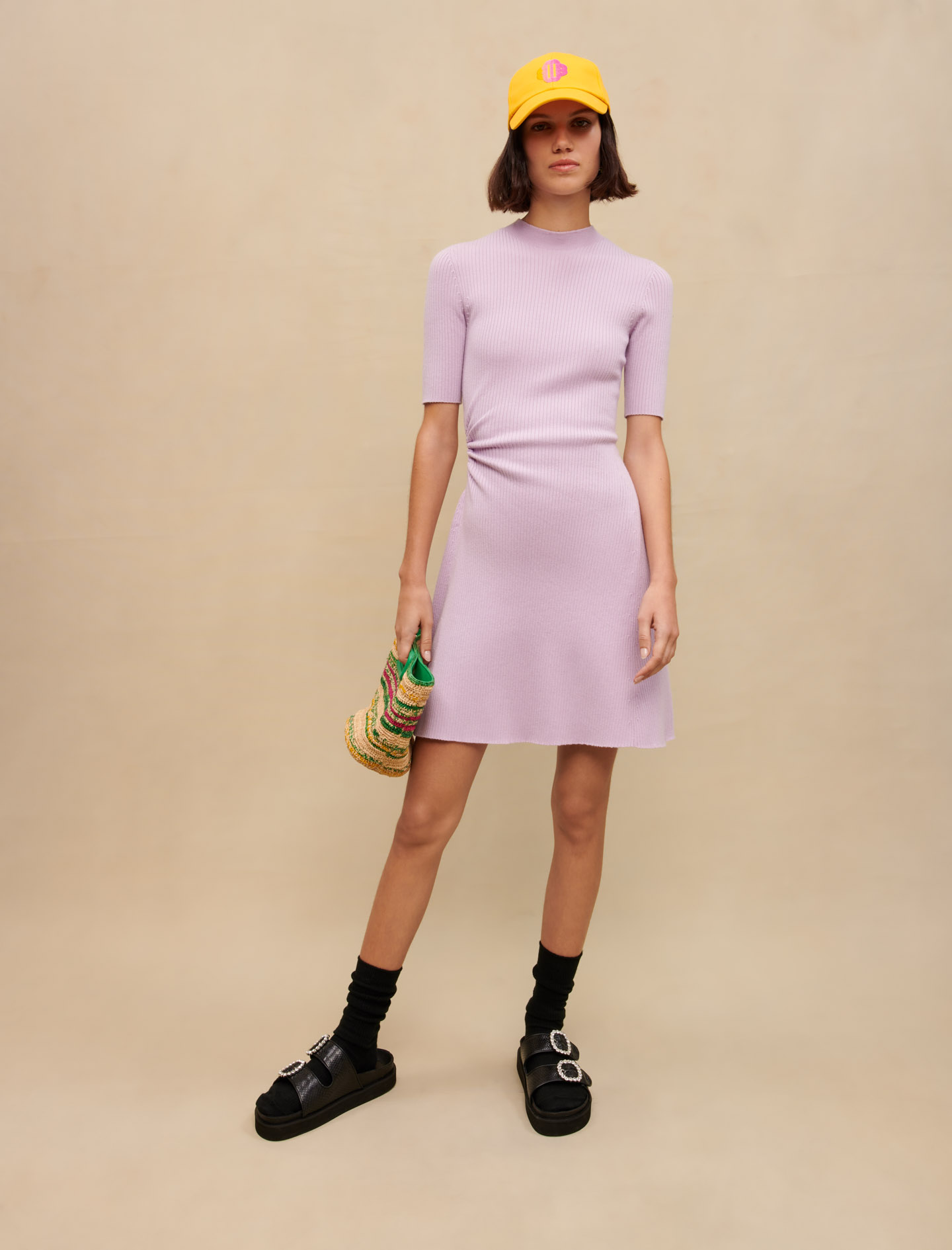 Mauve openwork knit dress - Dresses - MAJE