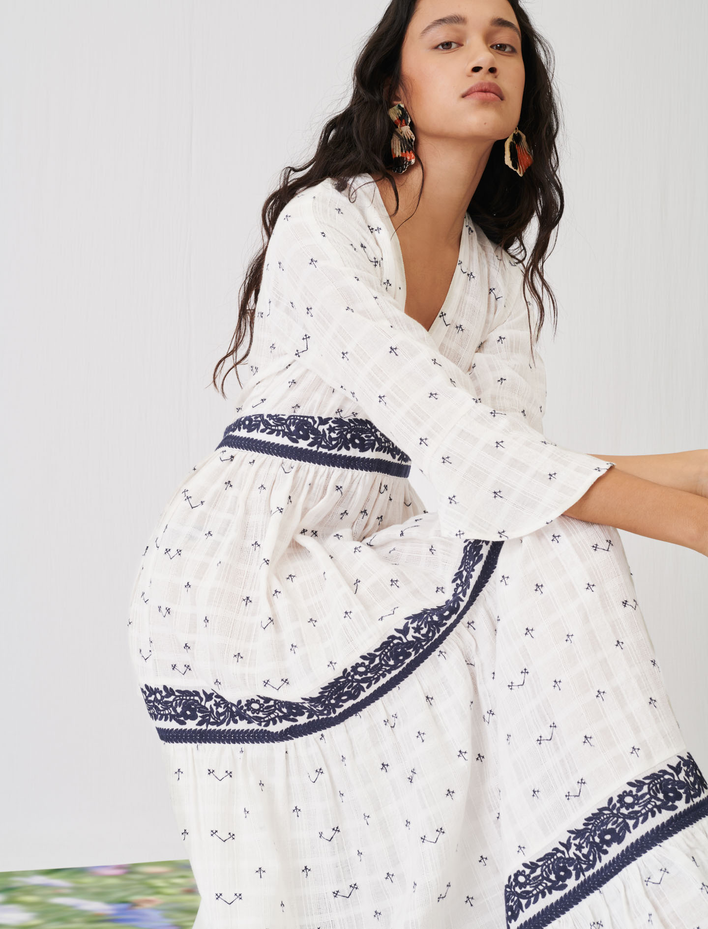 Maxi dress with allover embroidery Dresses